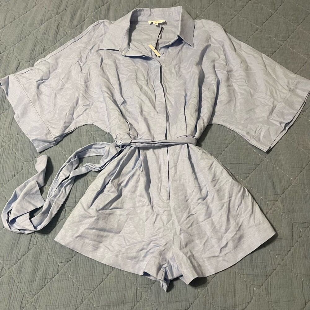 Mable Linen Blend Belted Romper S